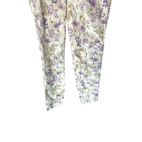 Old Navy Purple Floral Office Work Straight Leg Pixie Dress Pants Size 4 Tall - Picture 8 of 13